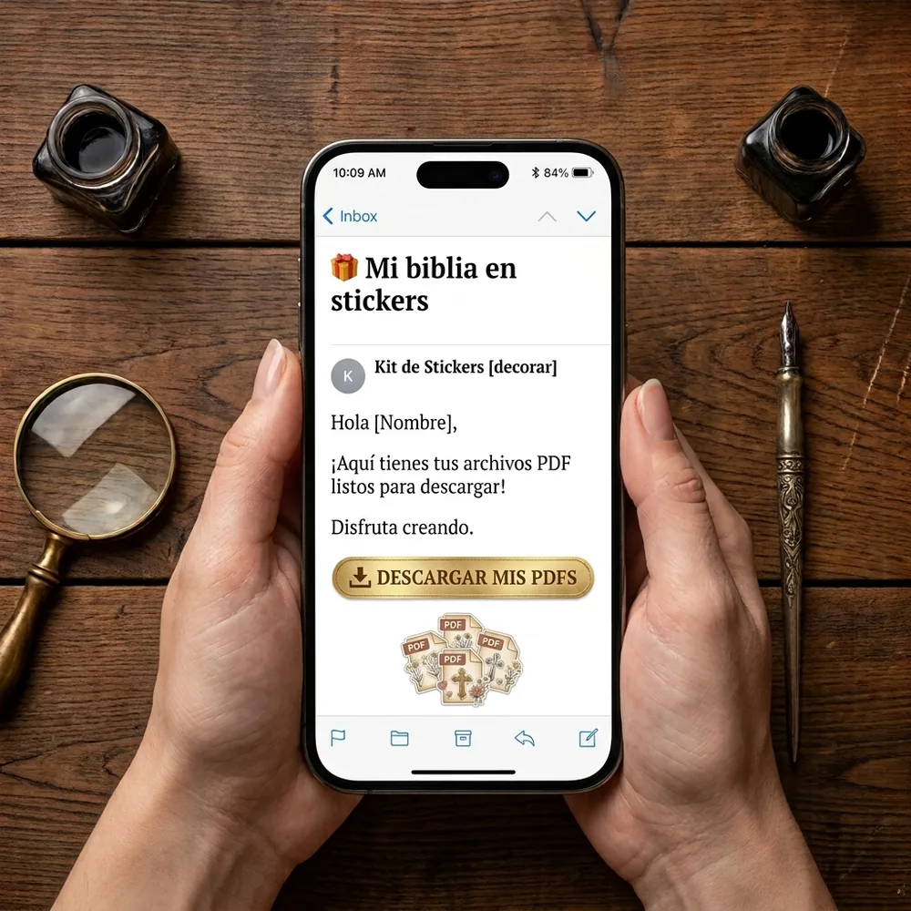 IMAGEN: mockup 4 de 6 — el mail con el PDF recién llegado, abierto en el celular